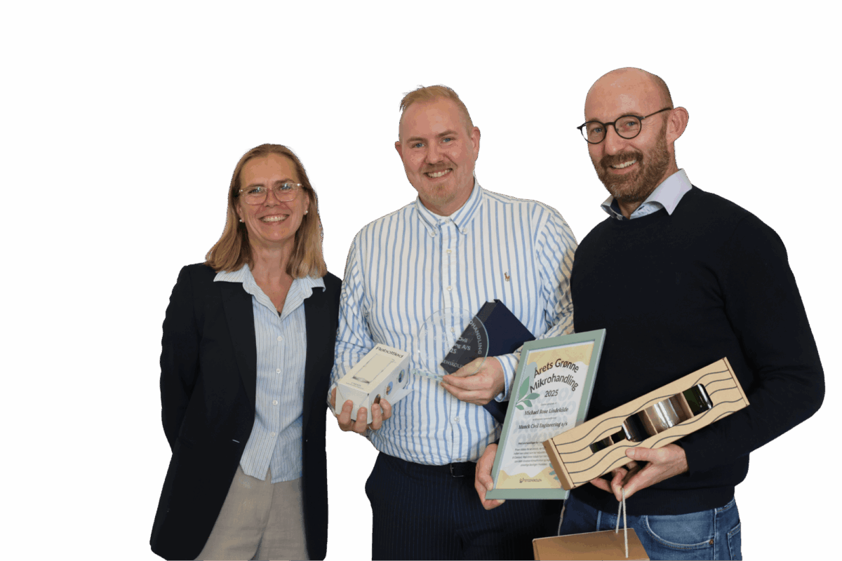 Vinderne af Årets Grønne Mikrohandling sammen med underviser fra TietgenSkolen